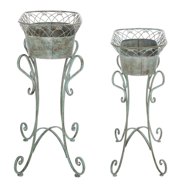 Safavieh Hendrick Planters - Rustic French Provencal Design In Antique Dark Green For Your Floral Haven Antique Dark Green , 100% Iron Pat5026d