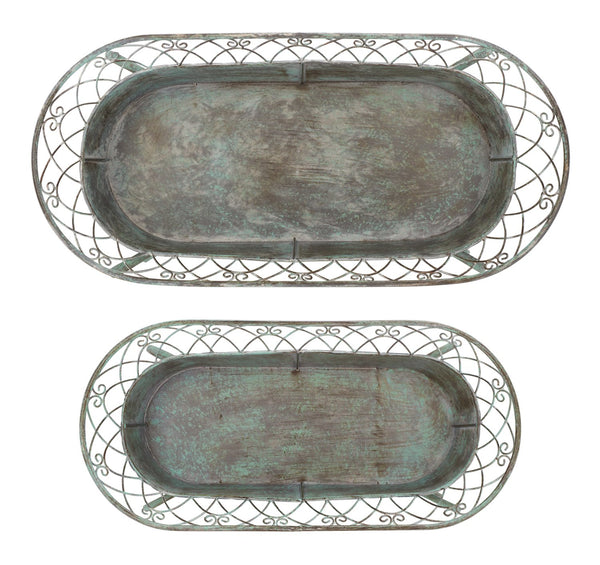 Safavieh Hendrick Planters - Rustic French Provencal Design In Antique Dark Green For Your Floral Haven Antique Dark Green , 100% Iron Pat5026d