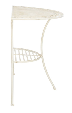 Safavieh GENSON Victorian-Inspired Half-Moon Console Table - Elegant Iron Design for Outdoor Spaces & Storage Pearl White / - PAT5027A