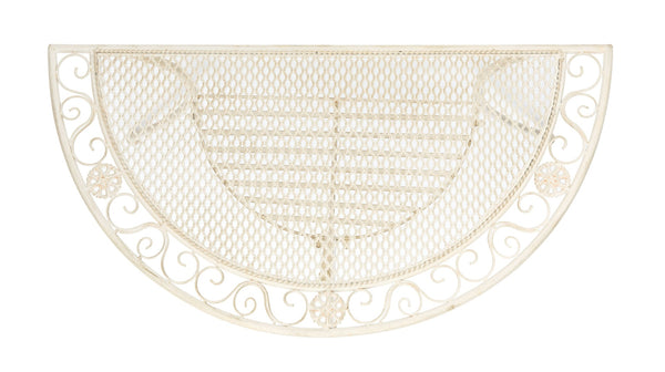 Safavieh GENSON Victorian-Inspired Half-Moon Console Table - Elegant Iron Design for Outdoor Spaces & Storage Pearl White / - PAT5027A