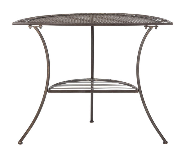 Safavieh GENSON Victorian-Inspired Half-Moon Console Table - Elegant Iron Design for Outdoor Spaces & Storage Unearthed Rust / - PAT5027B