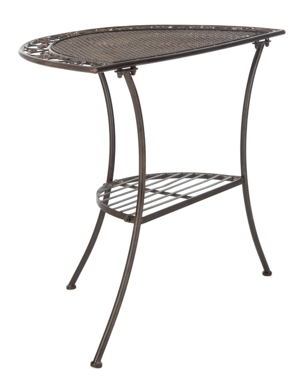 Safavieh GENSON Victorian-Inspired Half-Moon Console Table - Elegant Iron Design for Outdoor Spaces & Storage Unearthed Rust / - PAT5027B