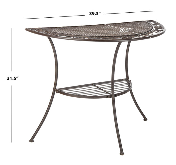 Safavieh GENSON Victorian-Inspired Half-Moon Console Table - Elegant Iron Design for Outdoor Spaces & Storage Unearthed Rust / - PAT5027B