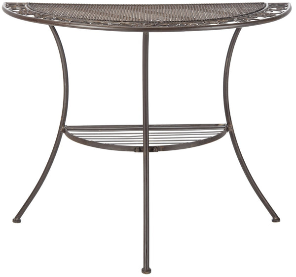 Safavieh GENSON Victorian-Inspired Half-Moon Console Table - Elegant Iron Design for Outdoor Spaces & Storage Unearthed Rust / - PAT5027B