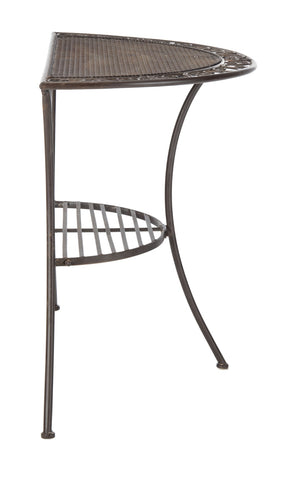 Safavieh GENSON Victorian-Inspired Half-Moon Console Table - Elegant Iron Design for Outdoor Spaces & Storage Unearthed Rust / - PAT5027B