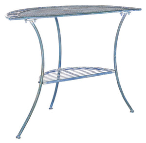 Safavieh GENSON Victorian-Inspired Half-Moon Console Table - Elegant Iron Design for Outdoor Spaces & Storage Mossy Blue / - PAT5027C