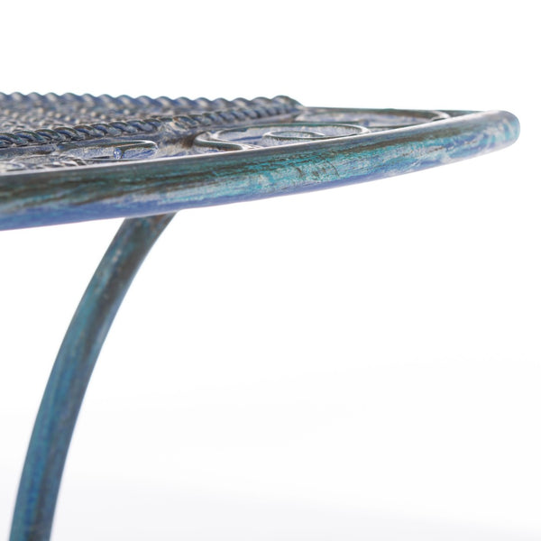 Safavieh GENSON Victorian-Inspired Half-Moon Console Table - Elegant Iron Design for Outdoor Spaces & Storage Mossy Blue / - PAT5027C