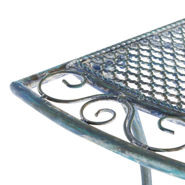 Safavieh GENSON Victorian-Inspired Half-Moon Console Table - Elegant Iron Design for Outdoor Spaces & Storage Mossy Blue / - PAT5027C