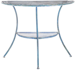 Safavieh GENSON Victorian-Inspired Half-Moon Console Table - Elegant Iron Design for Outdoor Spaces & Storage Mossy Blue / - PAT5027C