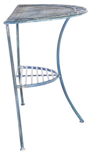 Safavieh GENSON Victorian-Inspired Half-Moon Console Table - Elegant Iron Design for Outdoor Spaces & Storage Mossy Blue / - PAT5027C
