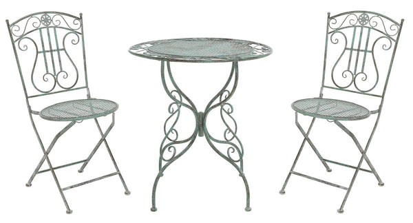 Safavieh Semly 3 Piece s Bistro Setting XII23 Antique Green Wrought Iron  PAT5028D