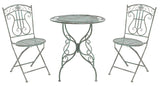 Safavieh Semly 3 Piece s Bistro Setting XII23 Antique Green Wrought Iron  PAT5028D