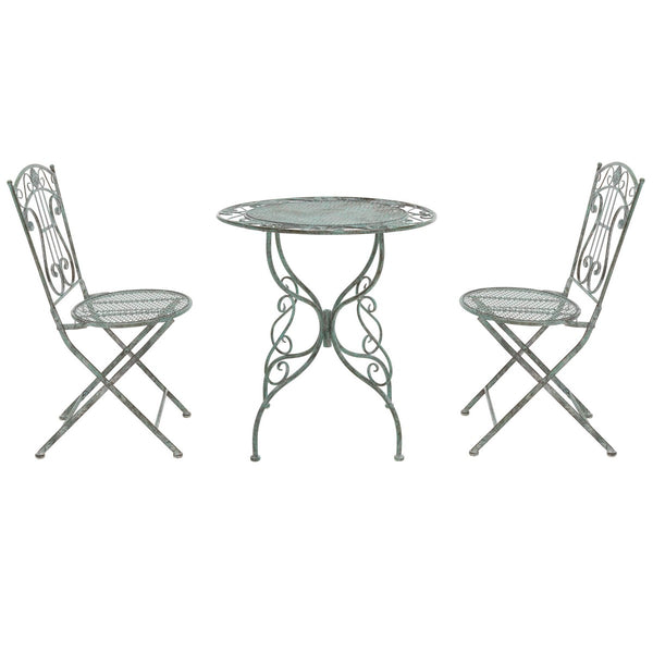 Safavieh Semly 3 Piece s Bistro Setting XII23 Antique Green Wrought Iron  PAT5028D