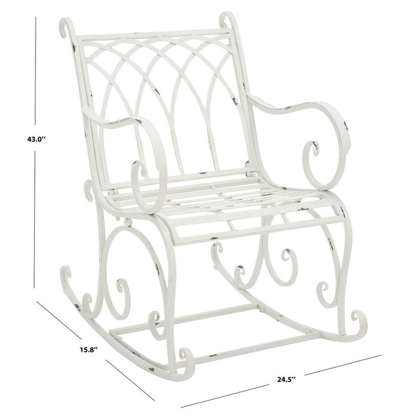 Safavieh Medrano Rocking Chair XII23 Antique White Iron PAT5030A