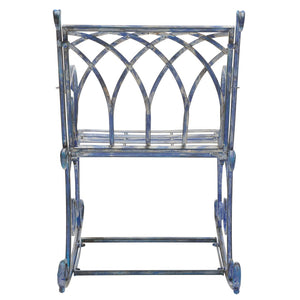 Safavieh MEDRANO Rocking Chair - Elegant Outdoor Seating with Classic Charm and Durable Iron Construction Mossy Blue / - PAT5030C