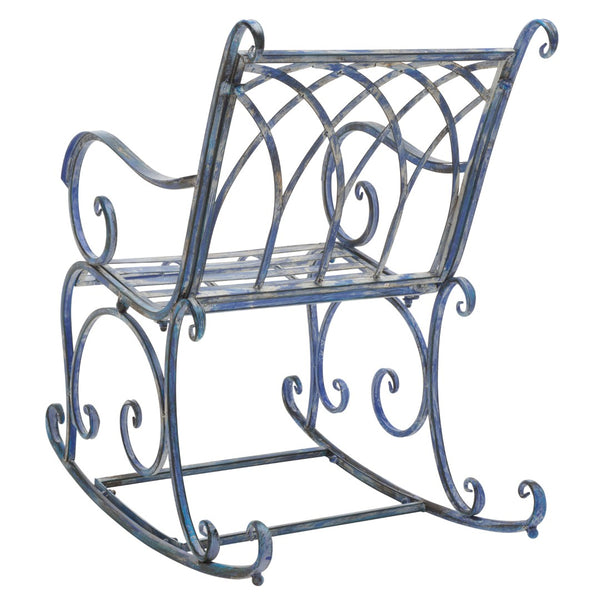 Safavieh MEDRANO Rocking Chair - Elegant Outdoor Seating with Classic Charm and Durable Iron Construction Mossy Blue / - PAT5030C