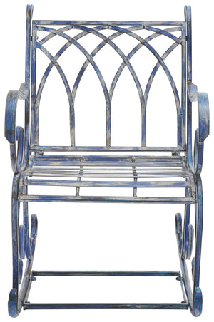 Safavieh MEDRANO Rocking Chair - Elegant Outdoor Seating with Classic Charm and Durable Iron Construction Mossy Blue / - PAT5030C