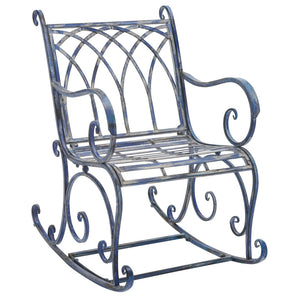 Safavieh MEDRANO Rocking Chair - Elegant Outdoor Seating with Classic Charm and Durable Iron Construction Mossy Blue / - PAT5030C
