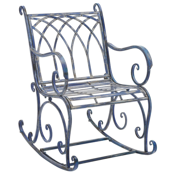 Safavieh MEDRANO Rocking Chair - Elegant Outdoor Seating with Classic Charm and Durable Iron Construction Mossy Blue / - PAT5030C