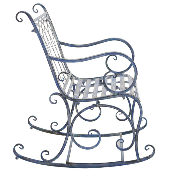 Safavieh MEDRANO Rocking Chair - Elegant Outdoor Seating with Classic Charm and Durable Iron Construction Mossy Blue / - PAT5030C
