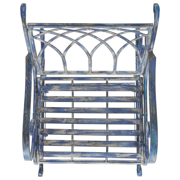 Safavieh MEDRANO Rocking Chair - Elegant Outdoor Seating with Classic Charm and Durable Iron Construction Mossy Blue / - PAT5030C