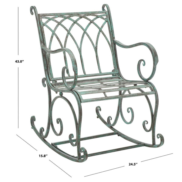 Safavieh Medrano Rocking Chair XII23 Antique Green Iron PAT5030D