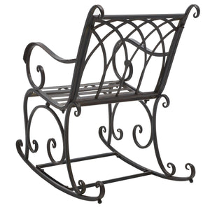 Safavieh MEDRANO Rocking Chair - Elegant Outdoor Seating with Classic Charm and Durable Iron Construction Black Rust / - PAT5030E