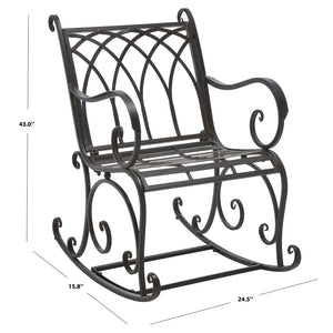 Safavieh MEDRANO Rocking Chair - Elegant Outdoor Seating with Classic Charm and Durable Iron Construction Black Rust / - PAT5030E