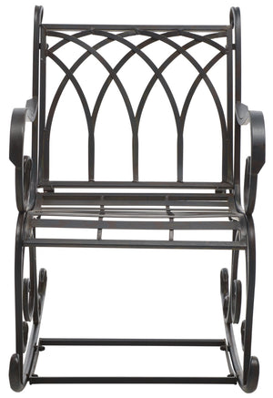Safavieh MEDRANO Rocking Chair - Elegant Outdoor Seating with Classic Charm and Durable Iron Construction Black Rust / - PAT5030E