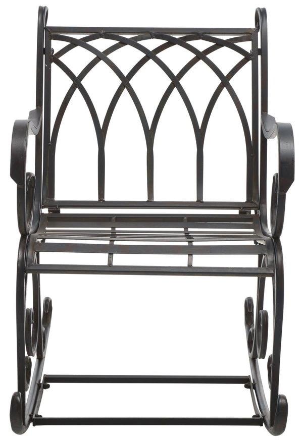 Safavieh MEDRANO Rocking Chair - Elegant Outdoor Seating with Classic Charm and Durable Iron Construction Black Rust / - PAT5030E
