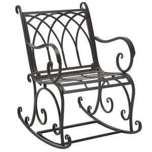Safavieh MEDRANO Rocking Chair - Elegant Outdoor Seating with Classic Charm and Durable Iron Construction Black Rust / - PAT5030E