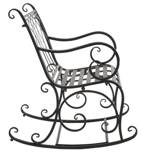 Safavieh MEDRANO Rocking Chair - Elegant Outdoor Seating with Classic Charm and Durable Iron Construction Black Rust / - PAT5030E