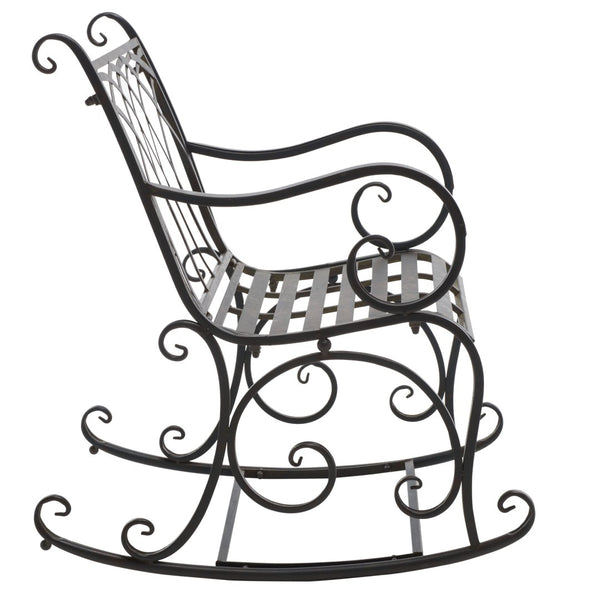 Safavieh MEDRANO Rocking Chair - Elegant Outdoor Seating with Classic Charm and Durable Iron Construction Black Rust / - PAT5030E