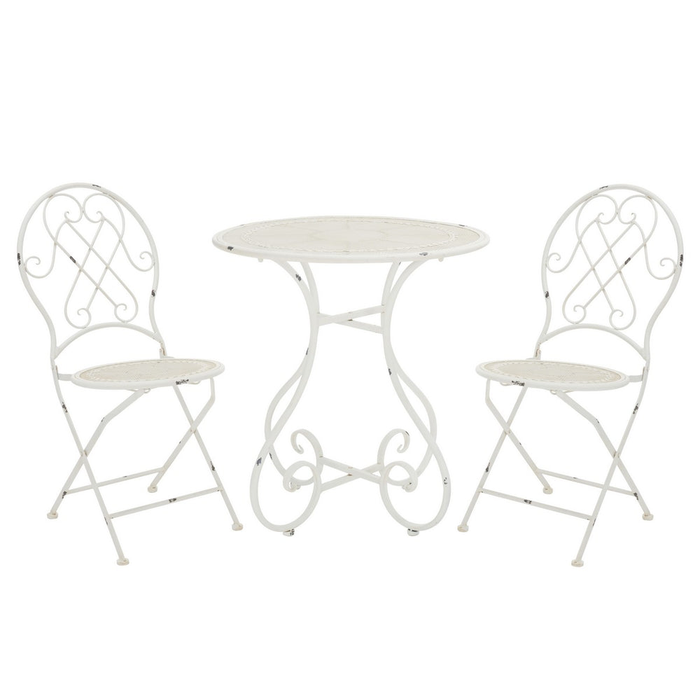 Safavieh Adriel 3 Piece Bistro Set XII23 Antique White Iron PAT5031A