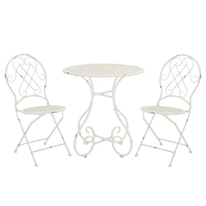 Safavieh Adriel 3 Piece Bistro Set XII23 Antique White Iron PAT5031A