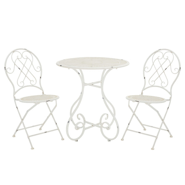 Safavieh Adriel 3 Piece Bistro Set XII23 Antique White Iron PAT5031A