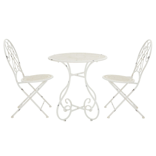 Safavieh Adriel 3 Piece Bistro Set XII23 Antique White Iron PAT5031A