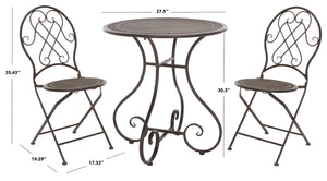Safavieh Adriel 3 Piece Bistro Set XII23 Rustic Brown Iron PAT5031B