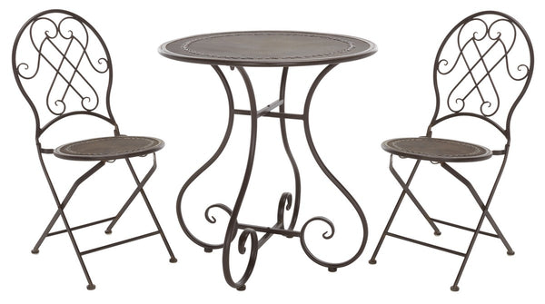 Safavieh Adriel 3 Piece Bistro Set XII23 Rustic Brown Iron PAT5031B