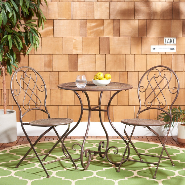 Safavieh Adriel 3 Piece Bistro Set XII23 Rustic Brown Iron PAT5031B