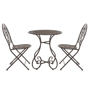 Safavieh Adriel 3 Piece Bistro Set XII23 Rustic Brown Iron PAT5031B