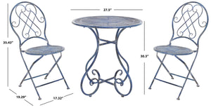 Safavieh Adriel 3 Piece Bistro Set XII23 Mossy Blue Iron PAT5031C