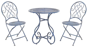 Safavieh Adriel 3 Piece Bistro Set XII23 Mossy Blue Iron PAT5031C