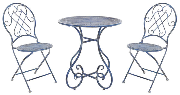 Safavieh Adriel 3 Piece Bistro Set XII23 Mossy Blue Iron PAT5031C