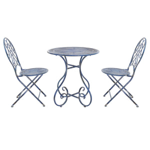 Safavieh Adriel 3 Piece Bistro Set XII23 Mossy Blue Iron PAT5031C