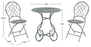 Safavieh Adriel 3 Piece Bistro Set XII23 Antique Green Iron PAT5031D