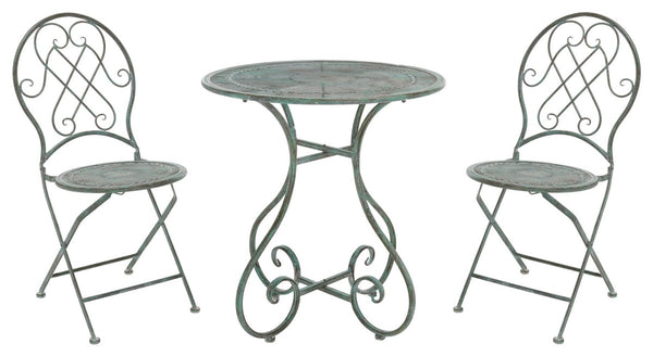 Safavieh Adriel 3 Piece Bistro Set XII23 Antique Green Iron PAT5031D