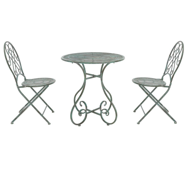 Safavieh Adriel 3 Piece Bistro Set XII23 Antique Green Iron PAT5031D