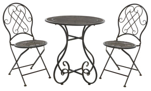 Safavieh Adriel 3 Piece Bistro Set XII23 Anitique Black Iron PAT5031E