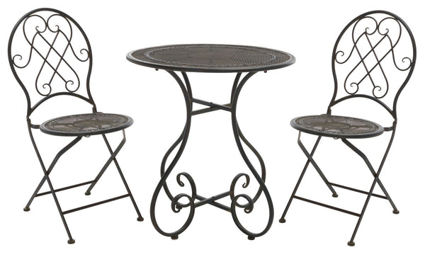 Safavieh Adriel 3 Piece Bistro Set XII23 Anitique Black Iron PAT5031E